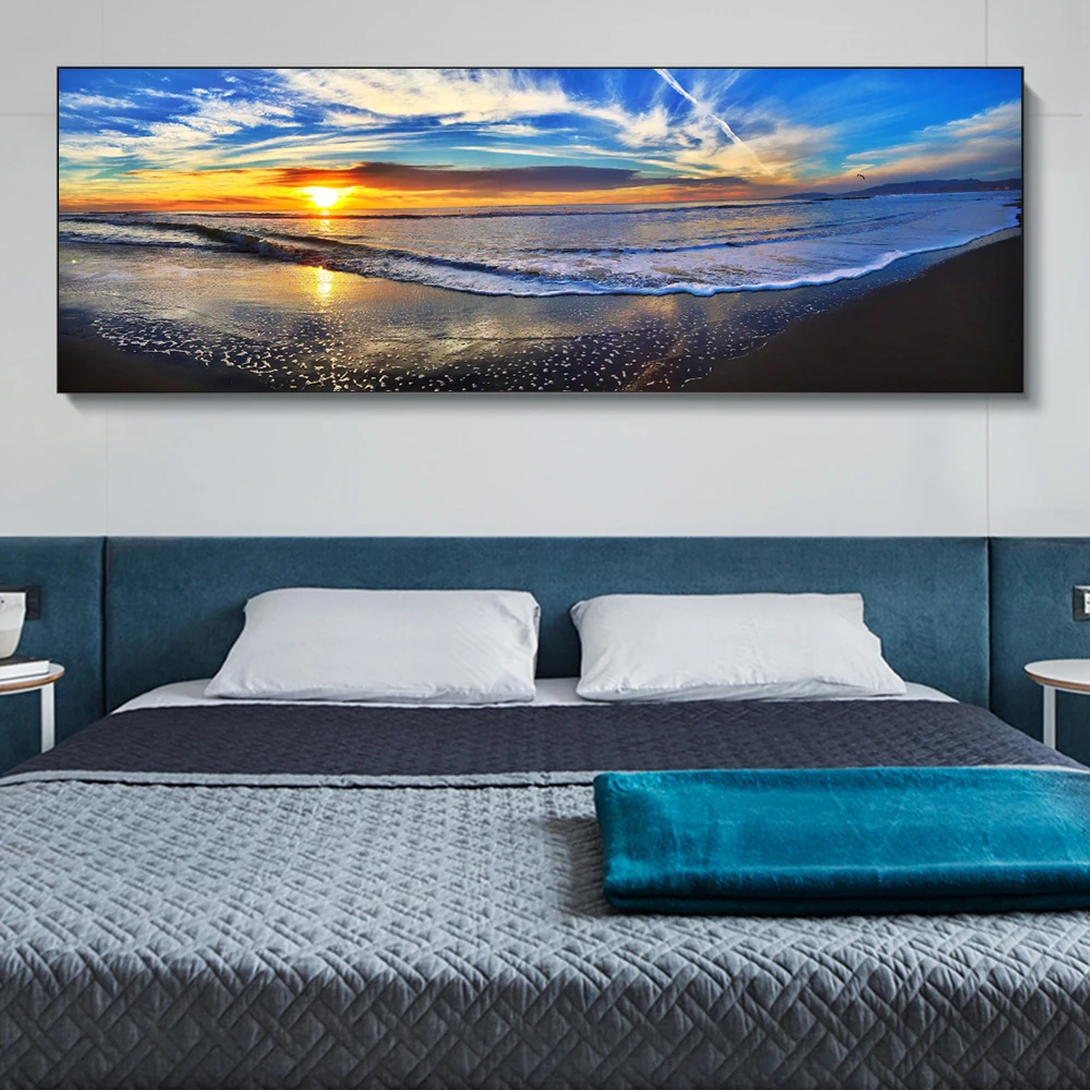 Sodobno Klasično Modro Nebo, sončni Zahod, Morje, Pokrajine Art Platna Slike Wall Art Slik, Dnevna Soba Dekor (Brez Okvirja)