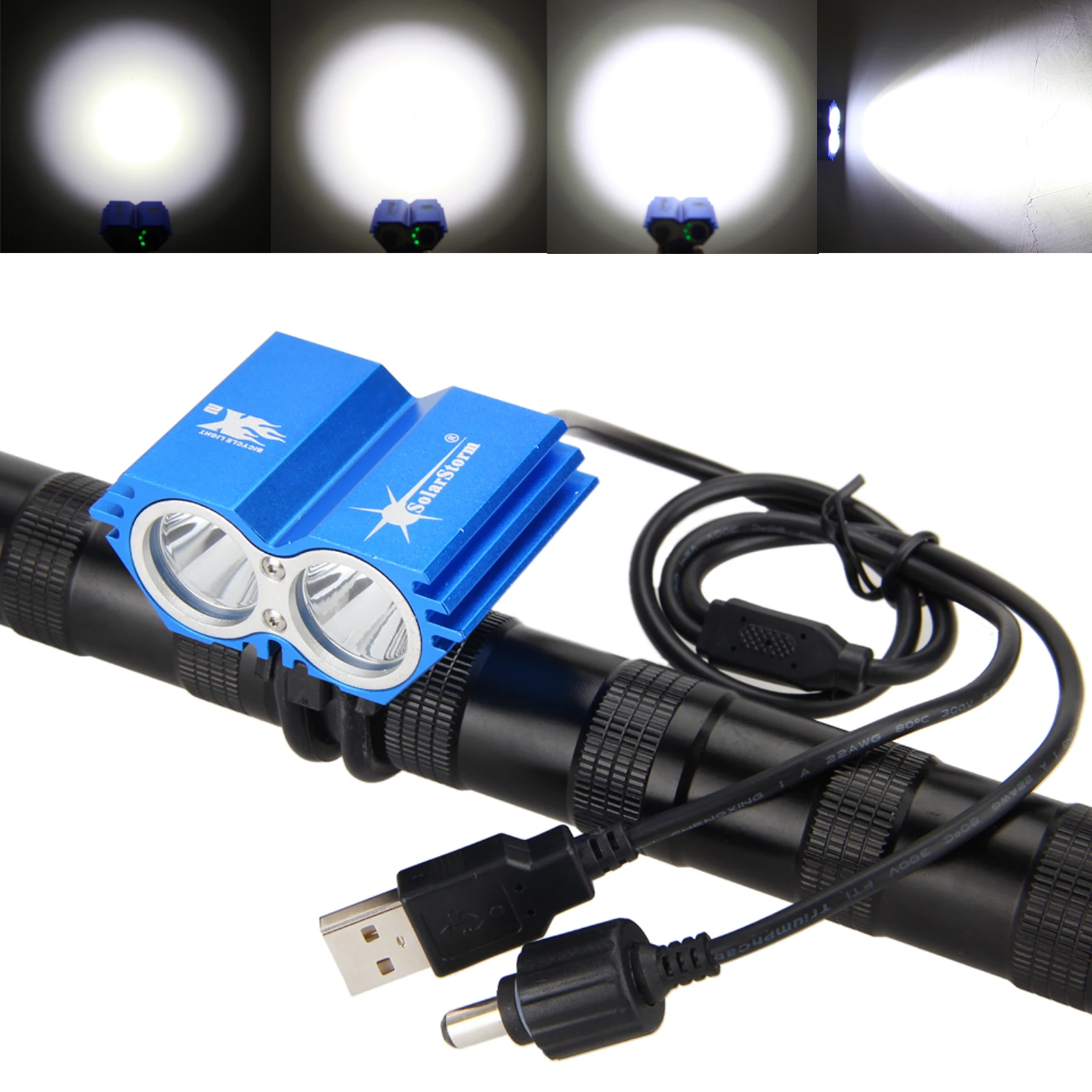 SolarStorm 1200 Lm 2 indikatorska lučka kroglice USB Kolesa, Led Luči Spredaj Krmilo kolesa lahka Baterija je treba kupiti ločeno
