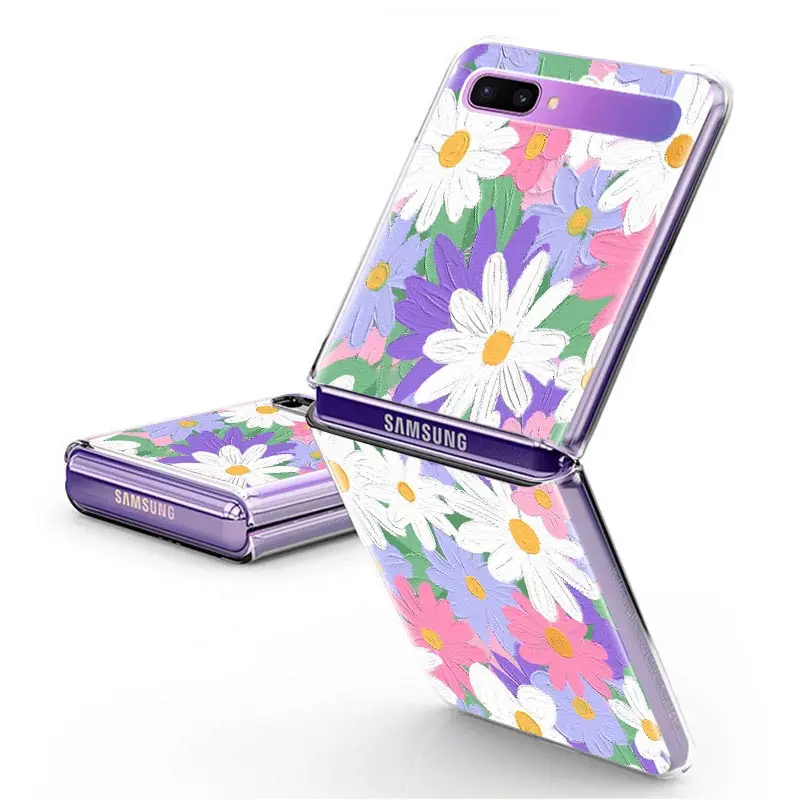 Sonce Cvet Daisy Ohišje Za Samsung Galaxy Ž Flip 5G Težko Jasno Plistic Telefon Coque Split Zložljivi Pokrov Moda Capas Za 6,7 Cm