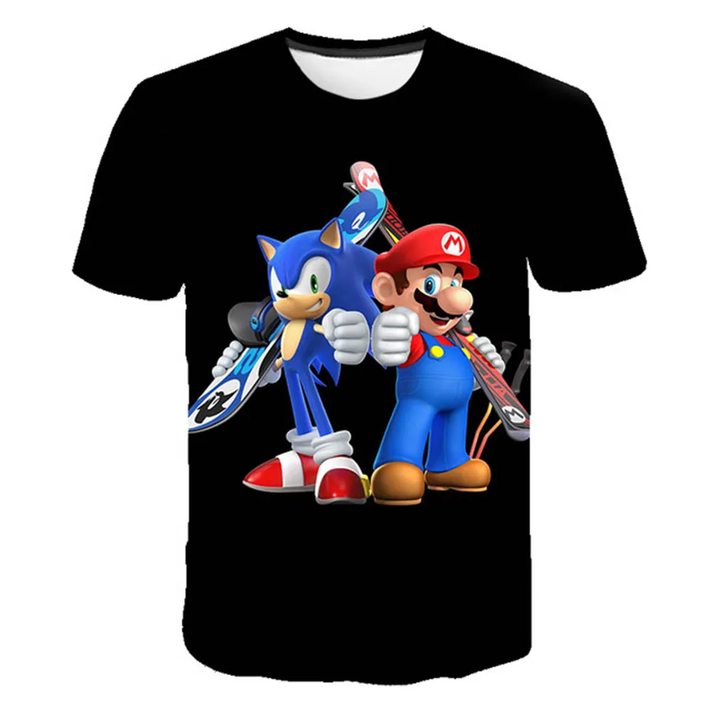 Sonic Hedgehog 3D Baby Boy T-shirt Poletje Srčkan Dekle Mario Smešno Otroka Fant Kostum Otroci Oblačila T-shirt Ulica Oblačila