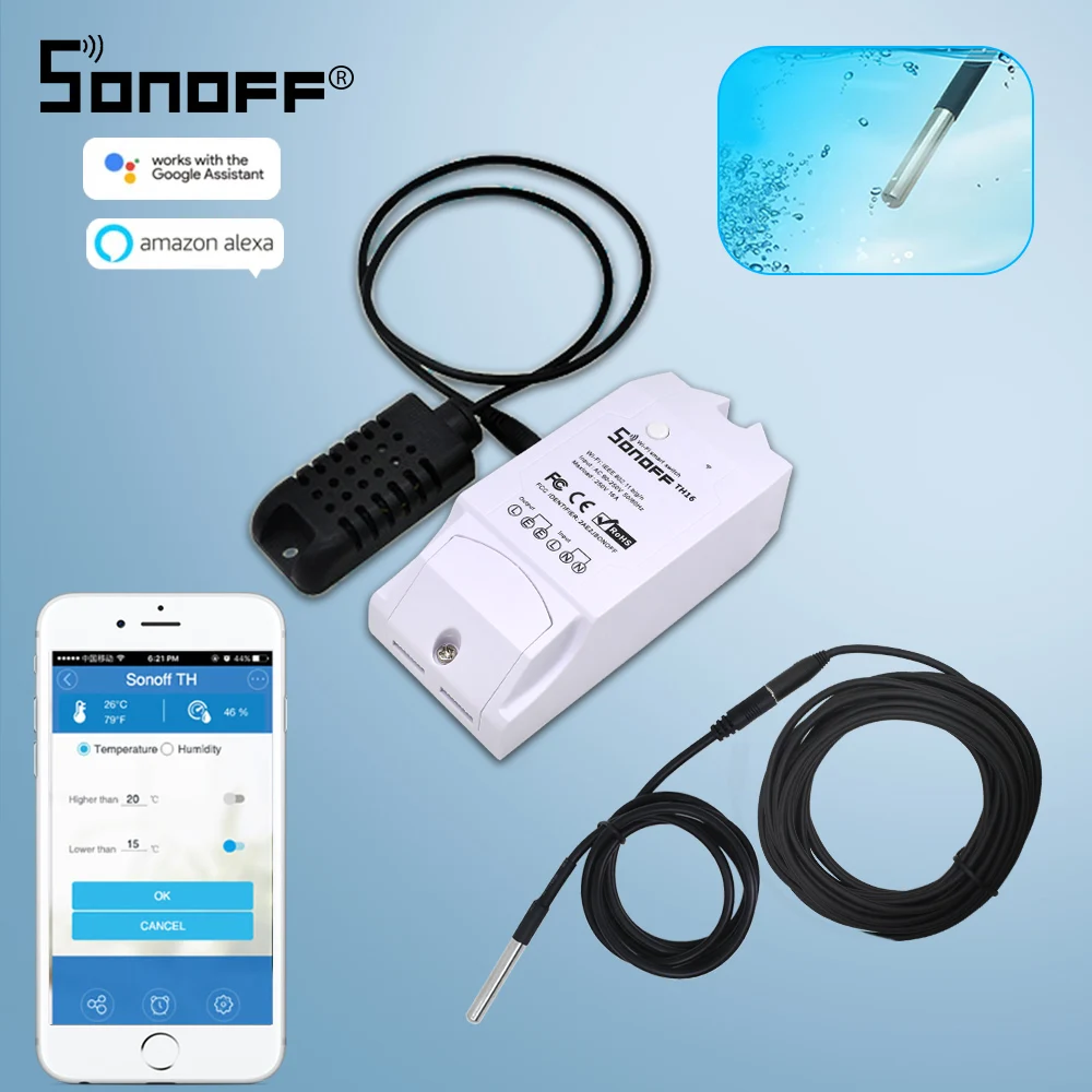 SONOFF TH10/TH16 SI7021 Vlažnost Senzor, Stikalo Brezžične Sonde Temperatura Monitor za Spremljanje Wifi Smart Home Daljinski upravljalnik