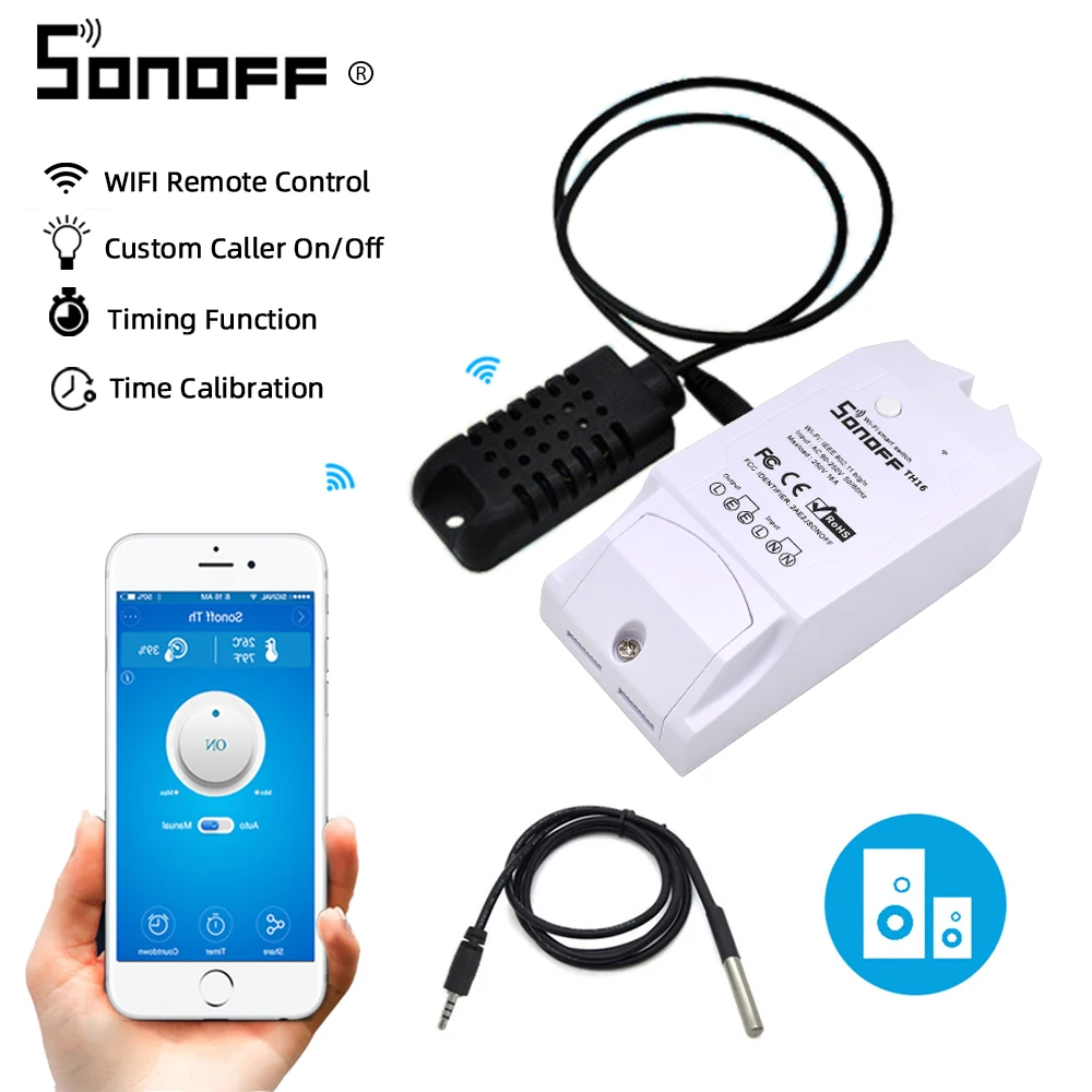 Sonoff TH16 Wifi Smart Stikalo za Spremljanje Temperature, Vlažnosti, Senzor, Wifi Smart Avtomatizacijo Doma Kit Deluje Z Alexa googlova Domača stran