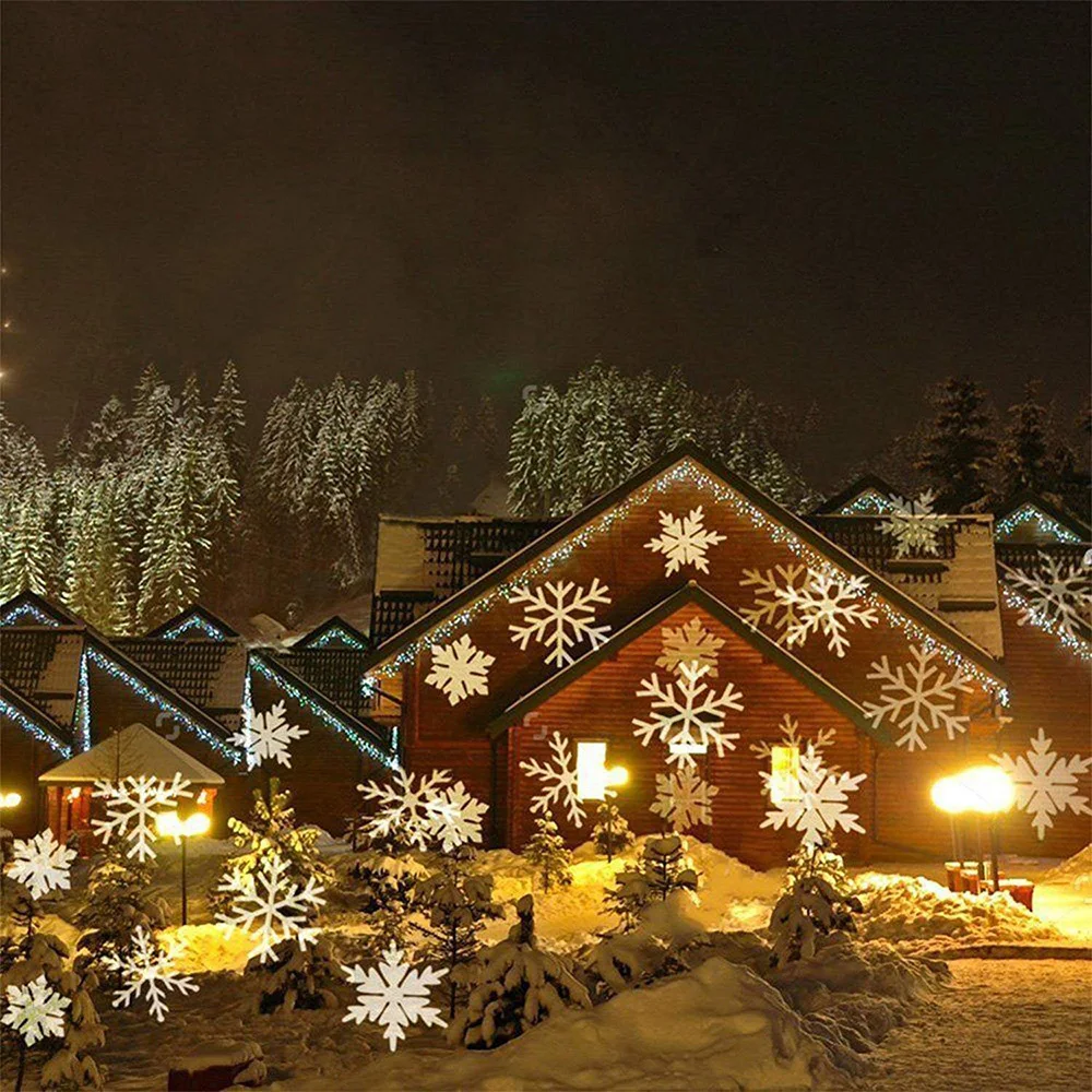 Sončne Obračanje Snežinka Projekcija Luči LED Pada Sneg Krajine Laserski Projektor Za Božič, Novo Leto, Poročni Dekor Lučka