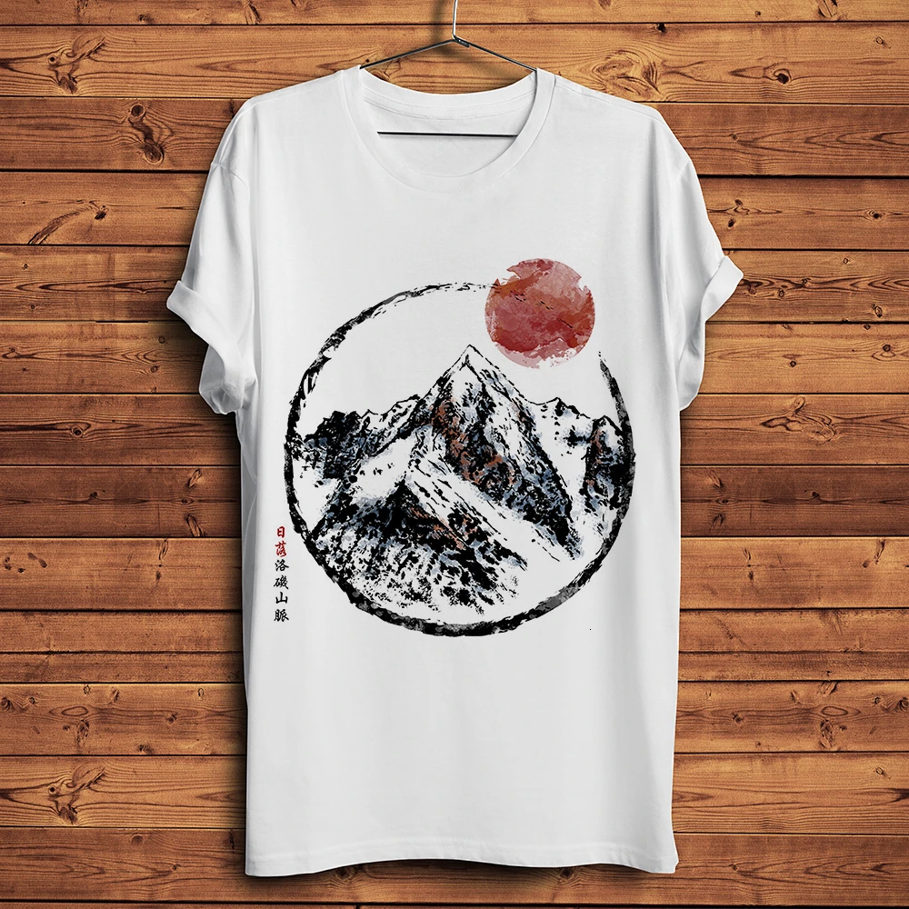 Sončni zahod v Rocky Mountain letnik smešno majica s kratkimi rokavi moški novo belo casual men kul Črnilo slikarski slog t-shirt unisex