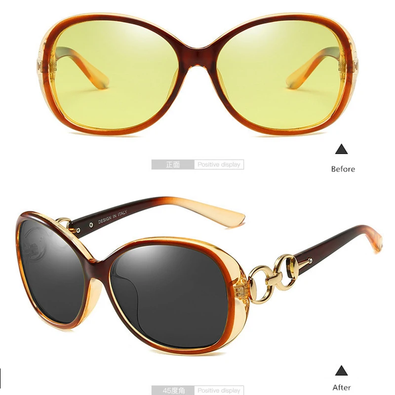 SOPRETTY Photochromic Ženske Polarizirana Night Vision Vožnje Očala , TAC Ovalne Oversize sončna Očala Rumena Očala UV400 S181