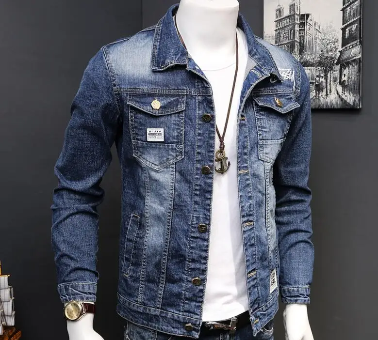 Spomladi Jeseni Mode za Moške Jeans Jakne Plašči Moške bombaž Jakna Moški Jean Suknjič Outwear Moški Kavboj