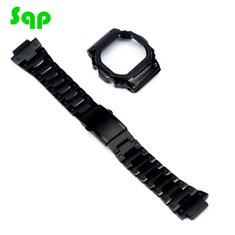Sqp Black Komplet za Nadgradnjo Watch Spremembe Watchband Ploščo/Primeru DW5600 5030 GW-M5610 Kovinski 316L iz Nerjavečega Jekla Trak Pasu