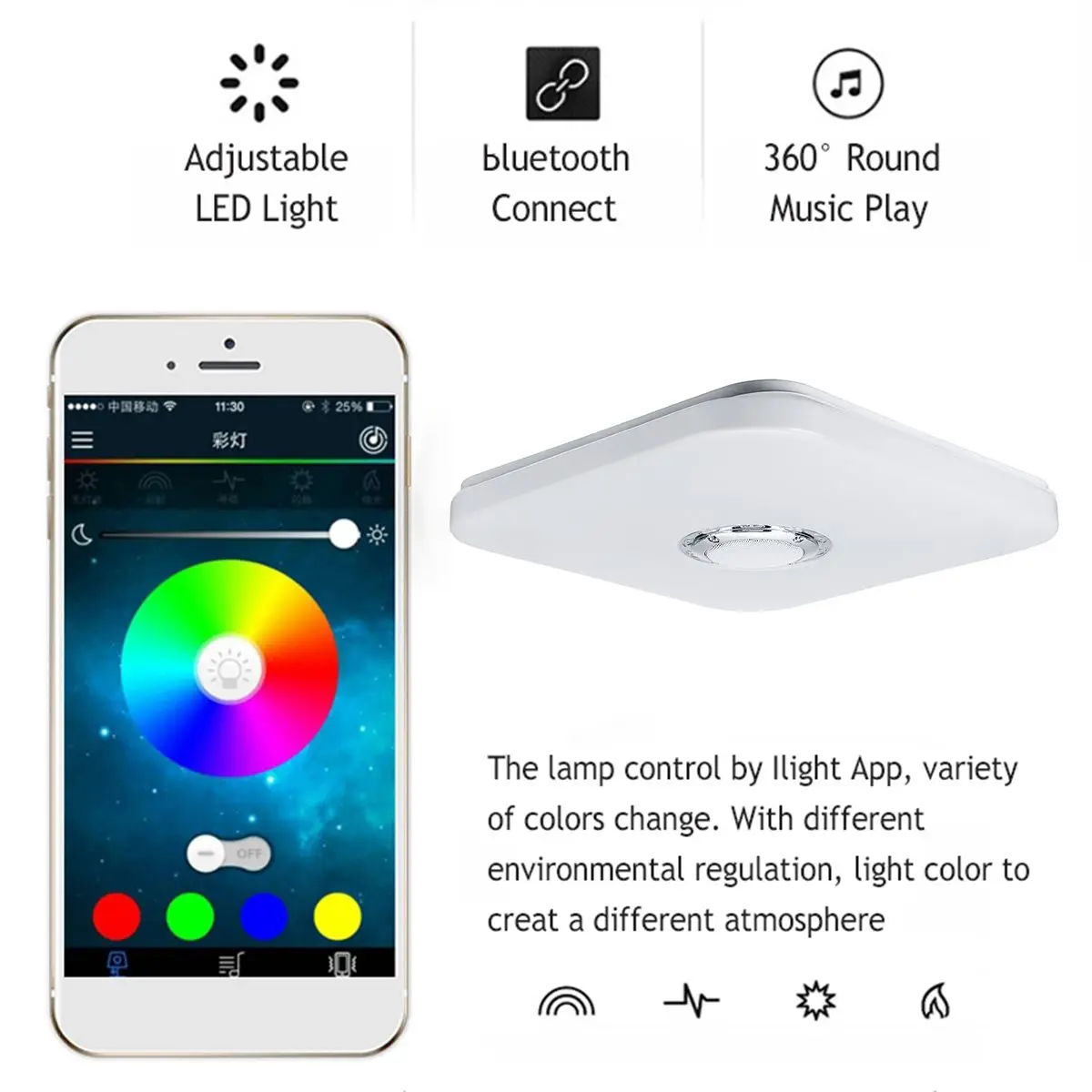 Square Led Stropne Luči dnevna soba Zatemniti Sodobni LED Stropna Svetilka WIFI app Remote Control RGB bluetooth Glasbe Stropne Luči