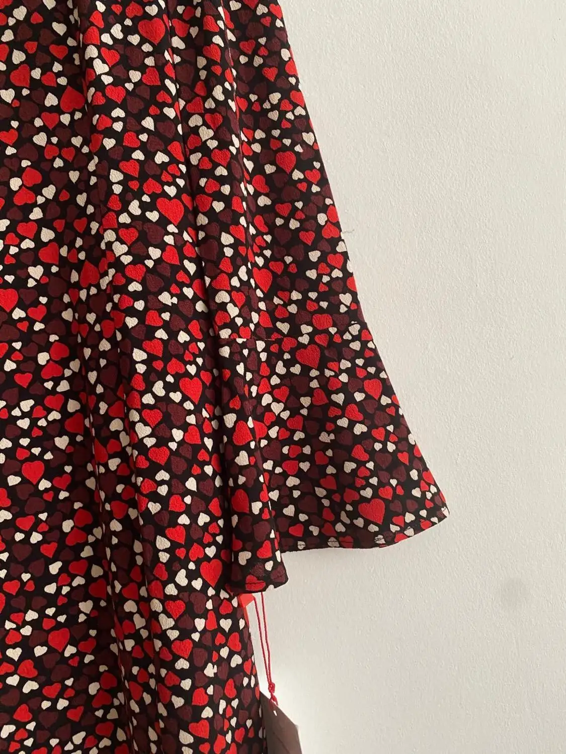 Srce, ki Tiskanja Obleko Žensk O-vratu Flare Rokav 2020 Jeseni Ženske Mini Obleke