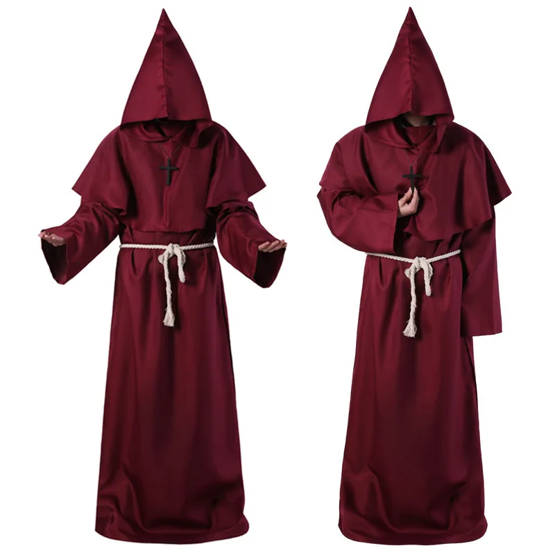 Srednjeveški Menih Halloween Kostumi Pokopališču Gothic Cosplay Kostum Kapuco Obleke Plašč Cape Patra Renaissance Duhovnik Za Moške, Ženske