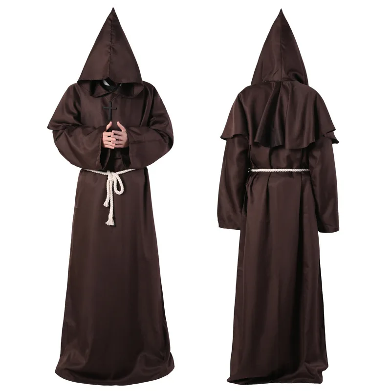 Srednjeveški Menih Halloween Kostumi Pokopališču Gothic Cosplay Kostum Kapuco Obleke Plašč Cape Patra Renaissance Duhovnik Za Moške, Ženske