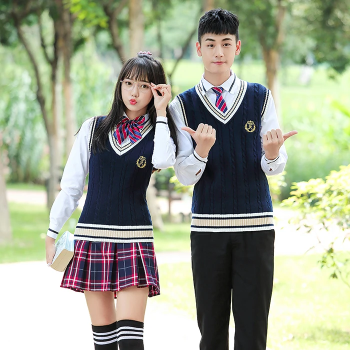 Srednješolci uniforme korejski junior high school študentov Britanski stil razred storitev jeseni kampusu oblačila JK enotna