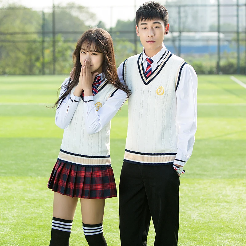 Srednješolci uniforme korejski junior high school študentov Britanski stil razred storitev jeseni kampusu oblačila JK enotna