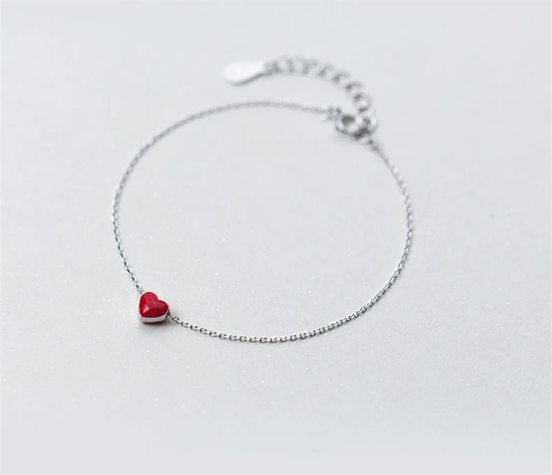 Srečen dvostranski Rdeče Srce 925 Sterling Srebrna Zapestnica Za Ženske Preprosta Modna Funt-srebrni Nakit S-B130