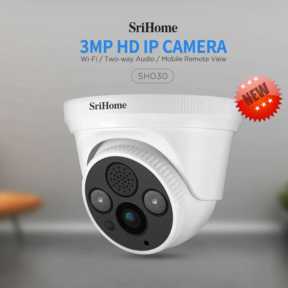 Sricam SH030 3.0 MP IP Dome Kamera H. 265 Varnosti CCTV Wifi Kamera Mobile Remote Pogled dvosmerni Audio Alarm Pritisni in ONVIF Delo Na NVR