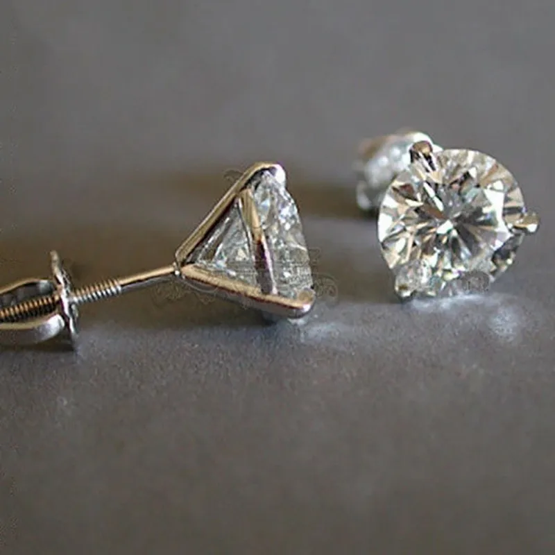 Srčkan Boho Ženski Majhne Okrogle 6 mm Simulirani Stud Diamant Uhani Klasična Dvoposteljna 925 Srebro Poročni Uhani Za Ženske, Moške
