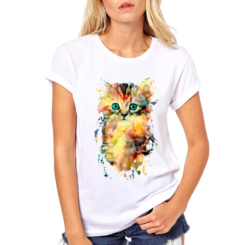 Srčkan Mucek, T-Shirt Kitty v Prostor, Zelena Camo Majica s kratkimi rokavi Ženske Smešno Grafični Tees Ženske Ljubim Pet Risanka Tee shirt Haut Femme