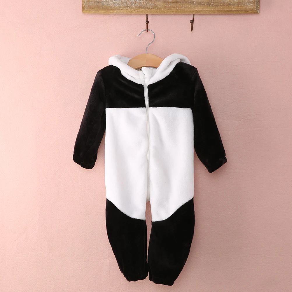 Srčkan newborn baby toddler fant dekle romper toplo zimo panda jumpsuit otroška oblačila obleko