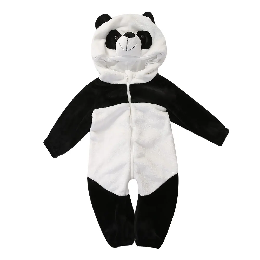 Srčkan newborn baby toddler fant dekle romper toplo zimo panda jumpsuit otroška oblačila obleko