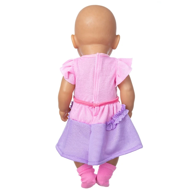 Srčkan Obleko Lutka Obleko, ki ustreza 17 palčni 43 cm Punčko Oblačila Rojen Baby Obleko Za Otroka, Rojstni dan Festivala Darilo