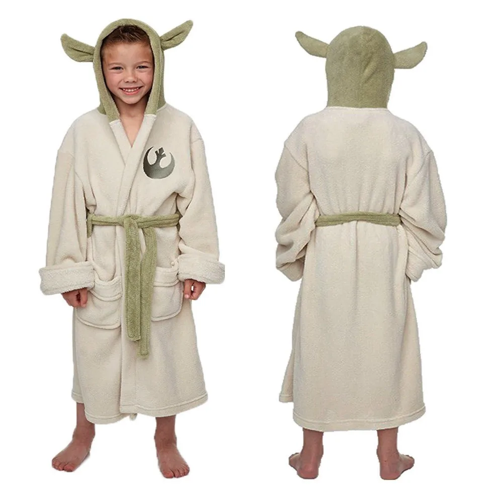 Star Jedi Master Yoda Uho Hooded Runo Haljo Obleko Obleke kopalni plašč Kopel Robe Za Božič Halloween Carnival Odraslih otrok, določa