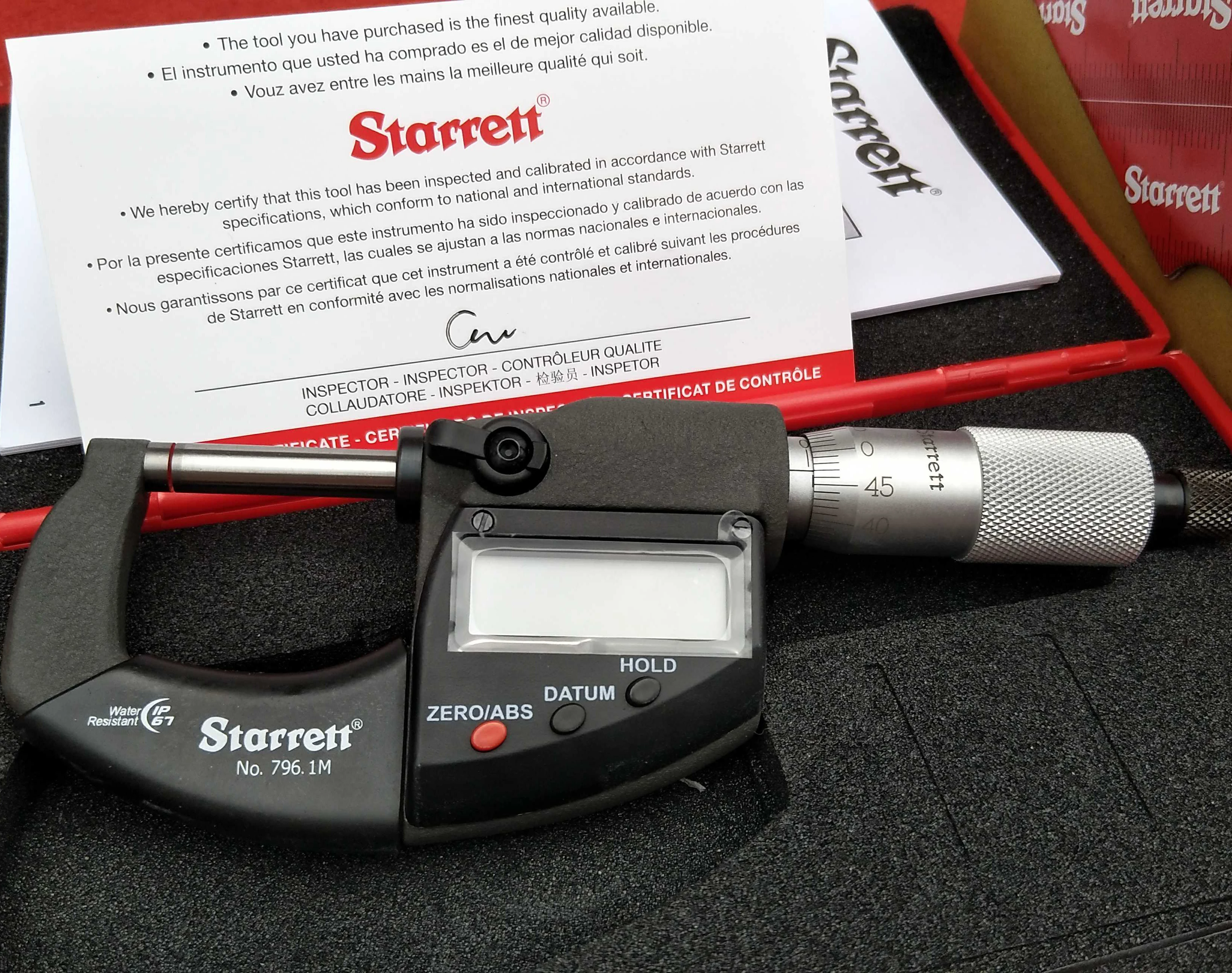 STARRETT 796.1 MXRL Merilno Območje 0-25/25-50/50-75/75-100mm 0.001 mm Meritev digitalni Zunanji Mikrometer brez Izhoda