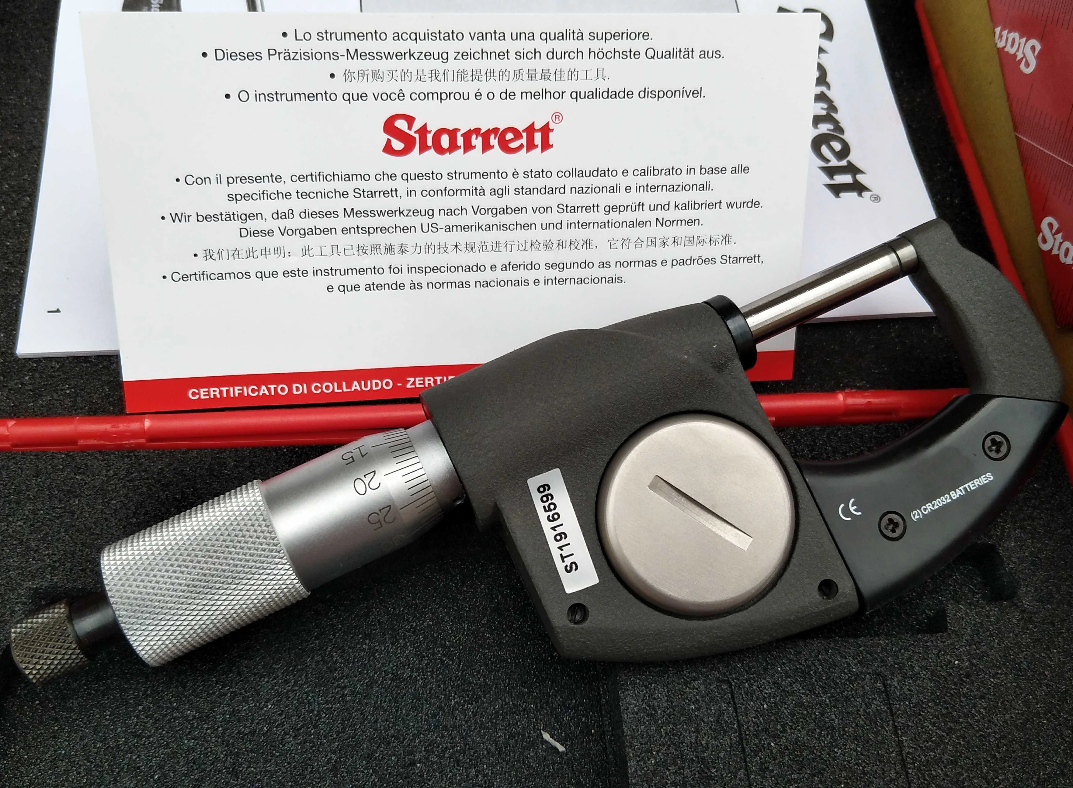 STARRETT 796.1 MXRL Merilno Območje 0-25/25-50/50-75/75-100mm 0.001 mm Meritev digitalni Zunanji Mikrometer brez Izhoda