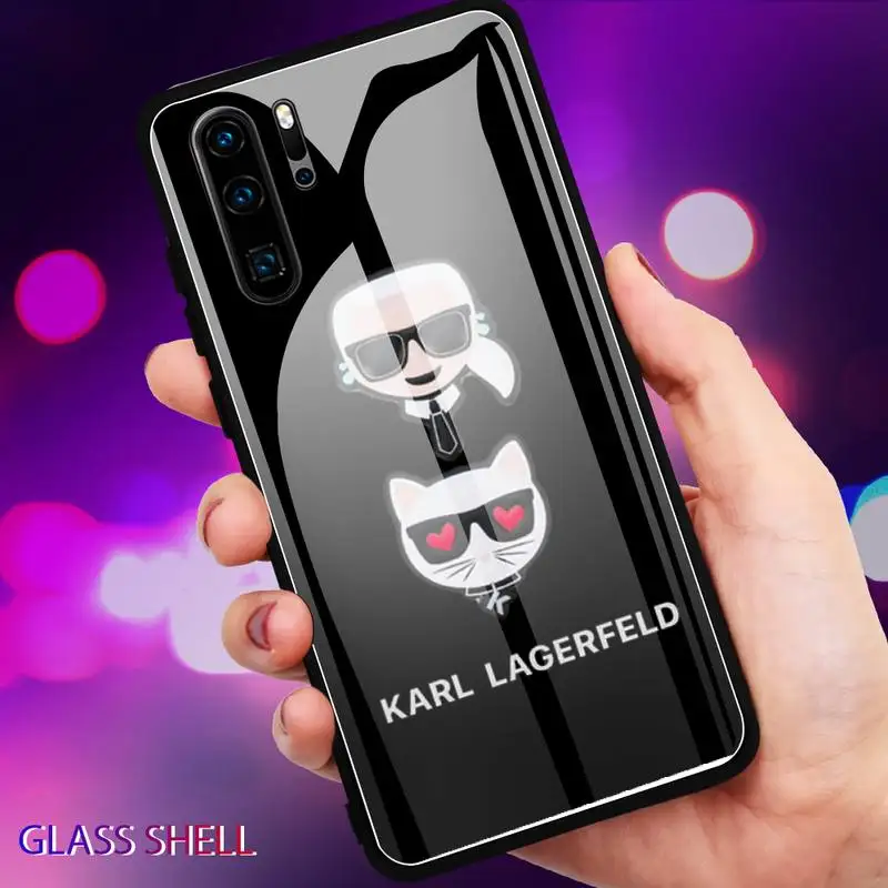 Stekla Lagerfeld blagovne Znamke Oblikovalec KARLs Primeru Telefon Za Huawei P30 Lite 20 Por P9 10 Mate 10 9 Čast 9 10 NOVA 5 P20 Primeru Zajema