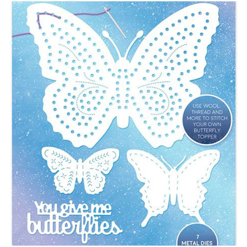 Stitched 3pcs Metulji daš metulji Rezanje, Set za DIY Scrapbooking Obrti Papir, Kartice, Reliefi Umre 2021 Nova