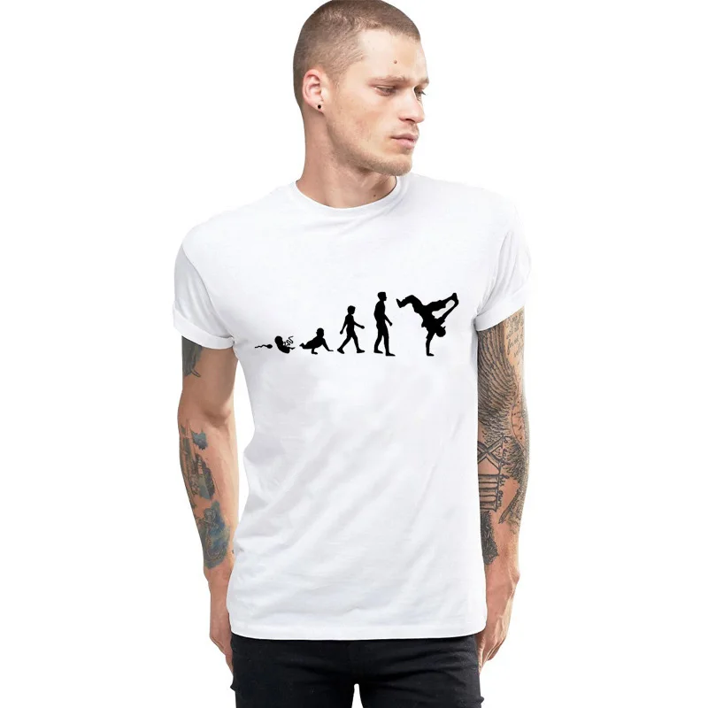 Street Dance Moških Breakdancing Design T Shirt Bboy Belo Tiskanje Kratkimi Hip Hop Evolution Moški T-shirt Smešno Poletne Majice