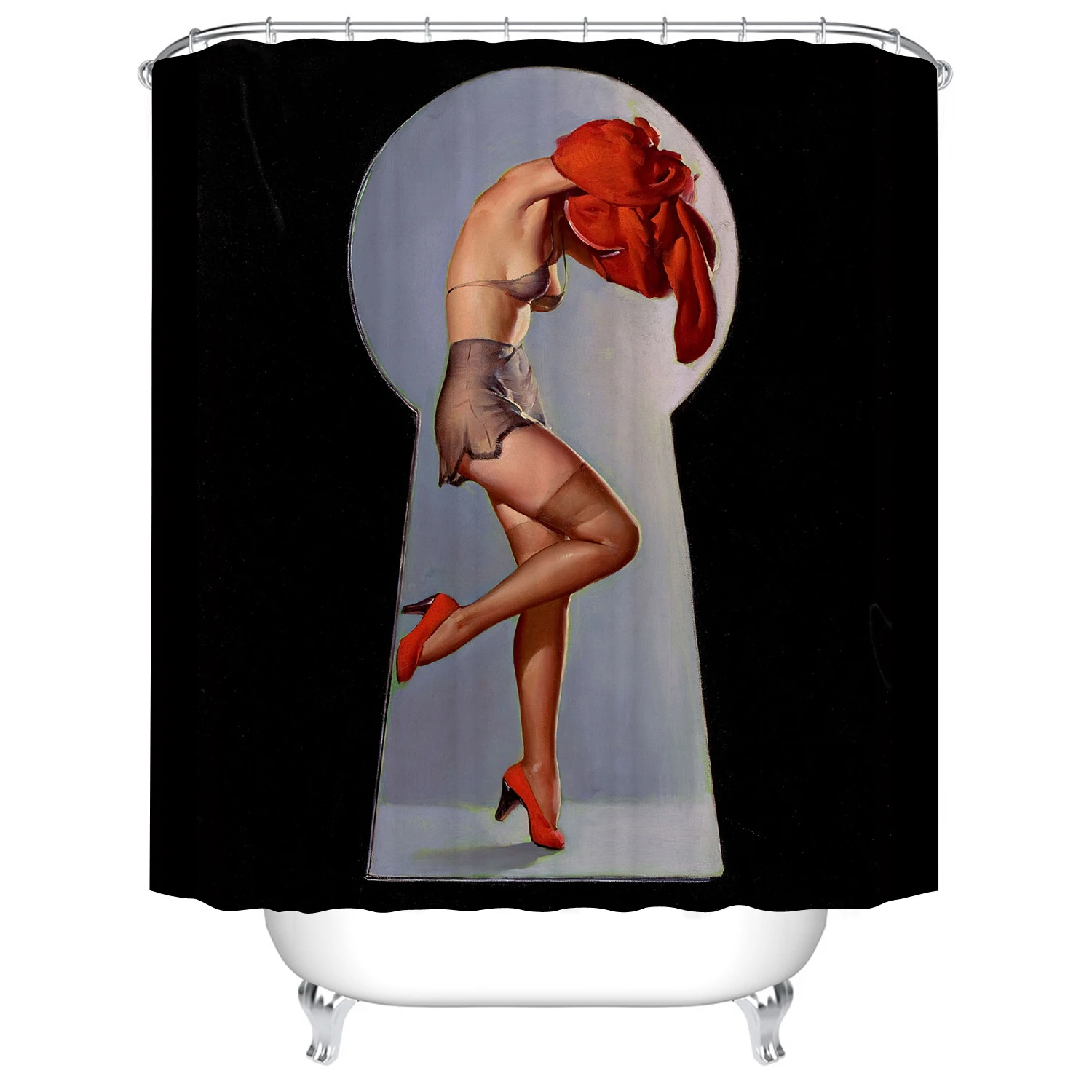 Strip dekle tiskane 3d kopel zavese nepremočljiva tkanine iz poliestra stroj kopalnica tuš zavesa zaslon s kavlji dodatki