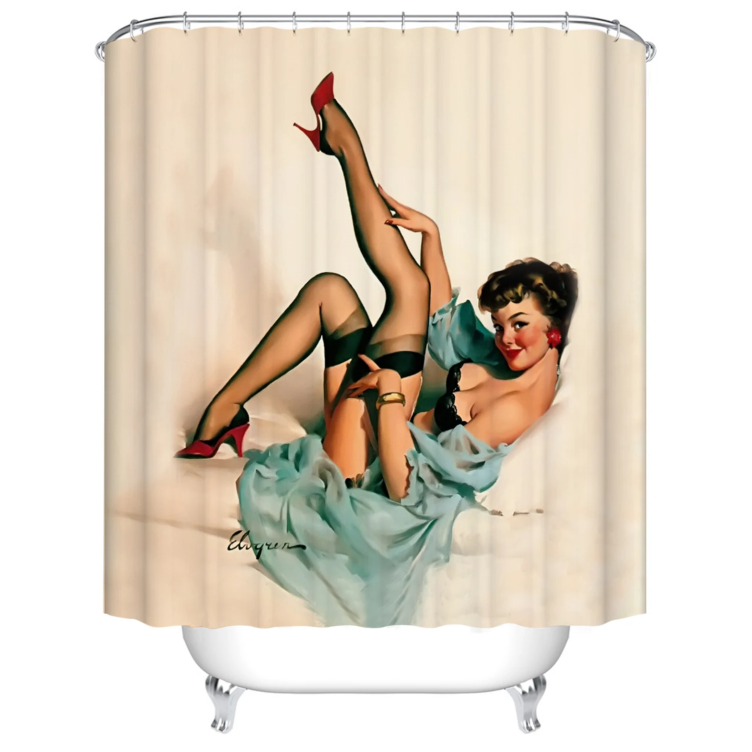 Strip dekle tiskane 3d kopel zavese nepremočljiva tkanine iz poliestra stroj kopalnica tuš zavesa zaslon s kavlji dodatki