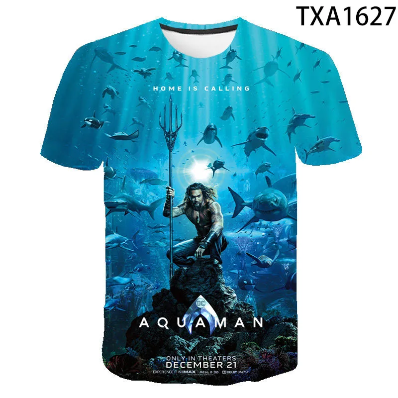 Strip Risani Lik Aquaman Fant Dekle Otroci Moda Kratkimi Rokavi Moški Ženske Otroci 3D Tiskanih T Shirt Priložnostne Kul Vrhovi Tee