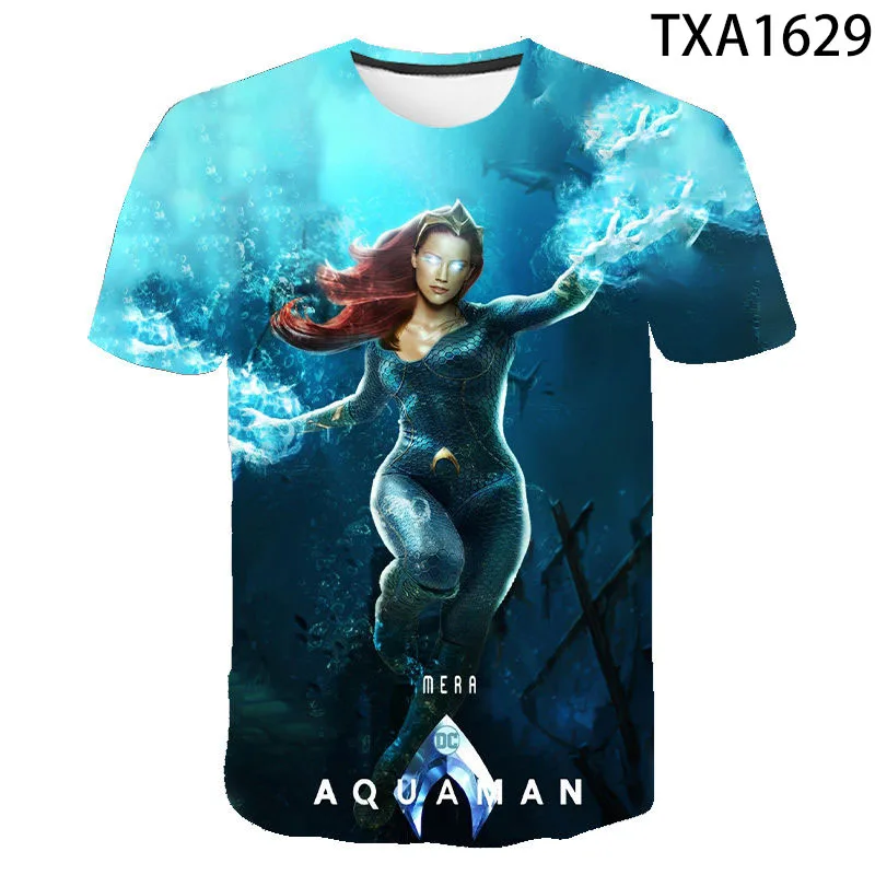 Strip Risani Lik Aquaman Fant Dekle Otroci Moda Kratkimi Rokavi Moški Ženske Otroci 3D Tiskanih T Shirt Priložnostne Kul Vrhovi Tee