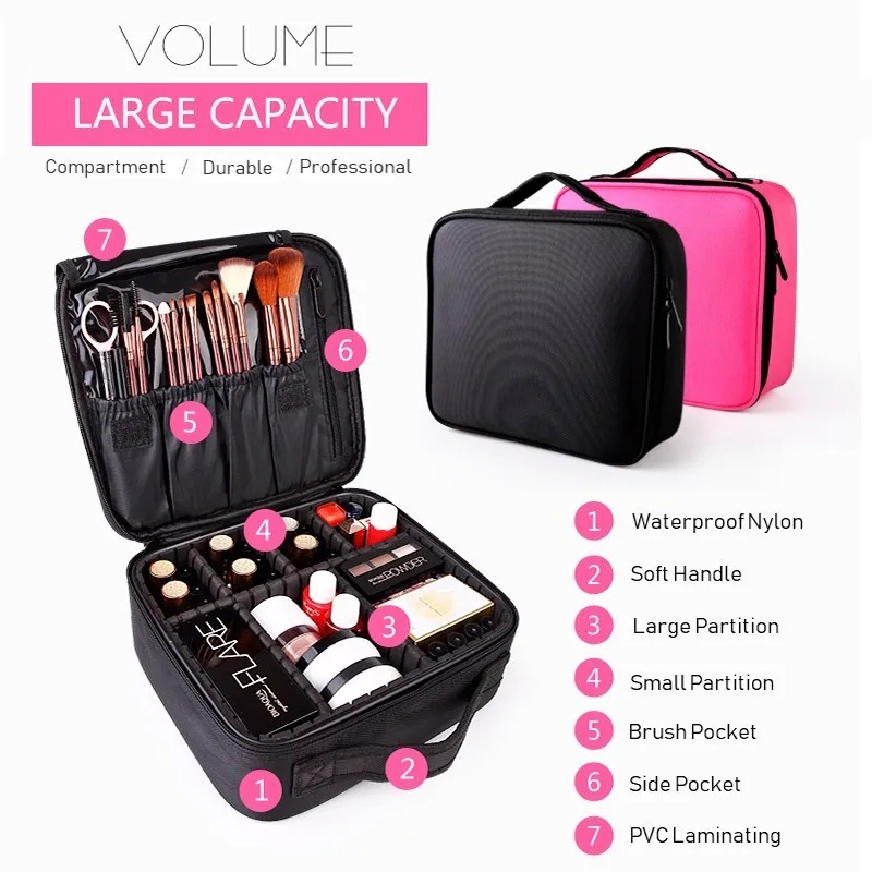 Strokovno Revijo Vanity Kozmetični Torba Organizator Ženske Potovanja Make Up Primerih Veliko Zmogljivost Kozmetični Kovčki Za Ličila X3235