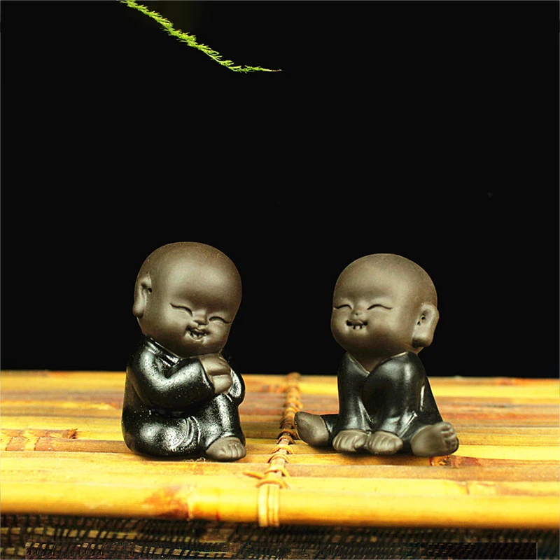 Strongwell Kitajski Majhne Menih Figur Zen Čajnik Vijolično Gline, Keramike Obrti Kip Bude, Dekorativne Keramične Okraski