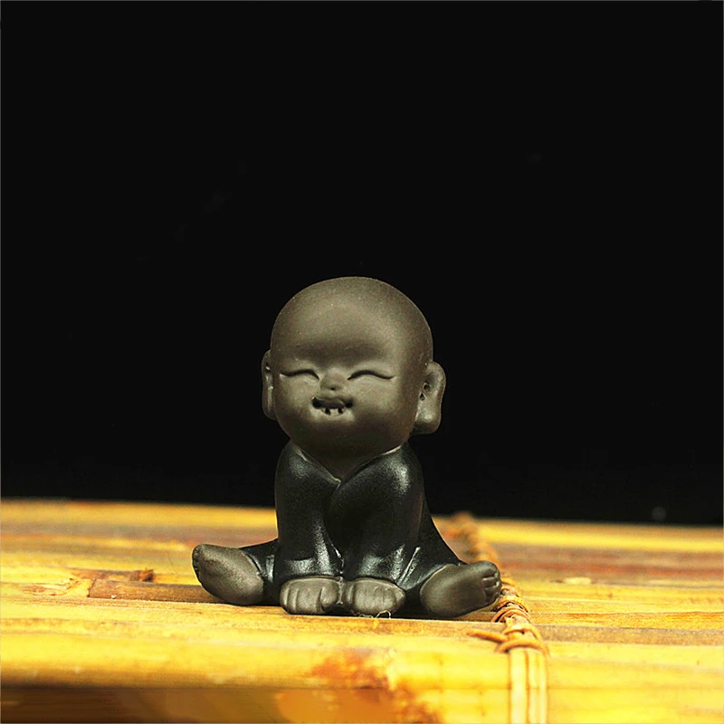 Strongwell Kitajski Majhne Menih Figur Zen Čajnik Vijolično Gline, Keramike Obrti Kip Bude, Dekorativne Keramične Okraski