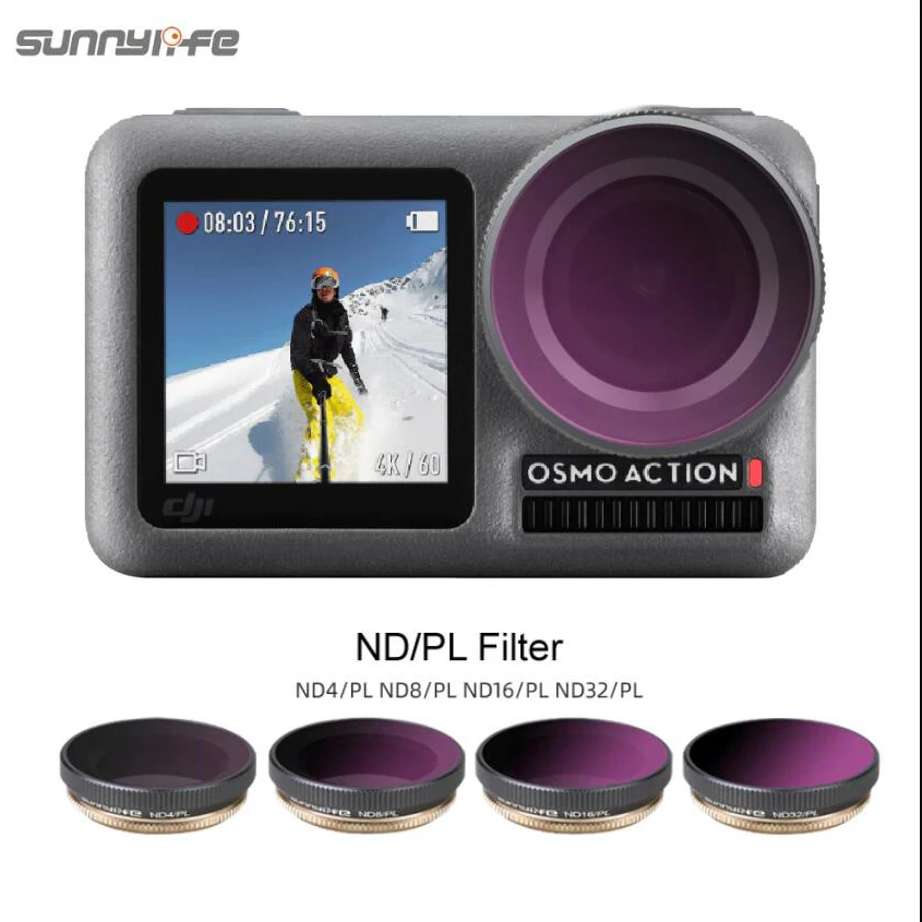 Sunnylife ND PL Nastavljiv ND4-PL ND8-PL ND16 ND32 Objektiv Filter Potapljanje Filtri za DJI OSMO Dejanje ND 4 8 16 32 PL Šport Fotoaparat