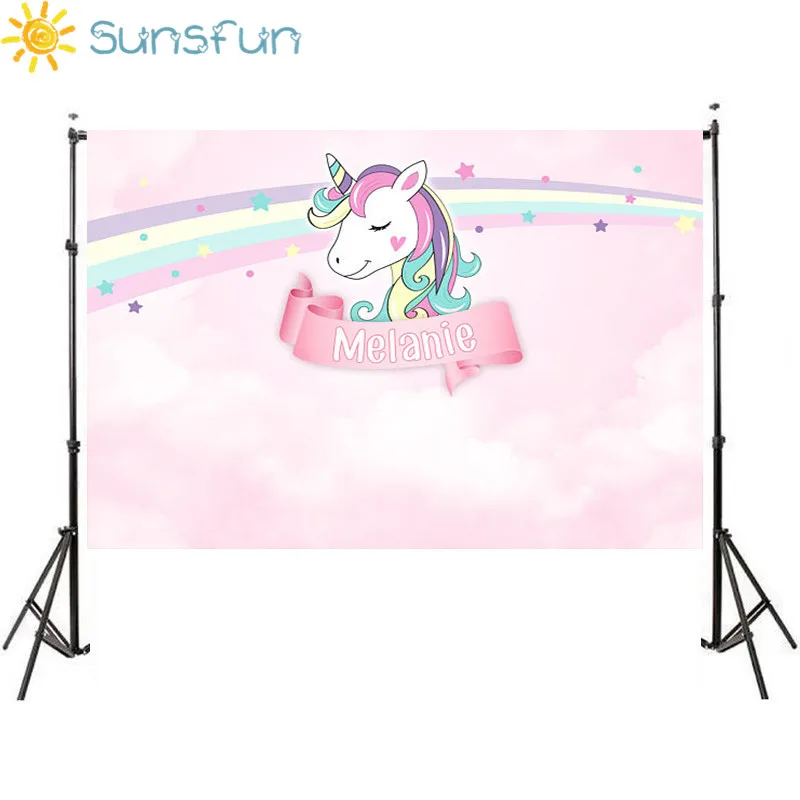 Sunsfun 7x5ft Zvezde Samorog Cvetje Dekle Happy Birthday Ozadje Prvotni Načrt Photocall Krstnik Baby Tuš Ozadju