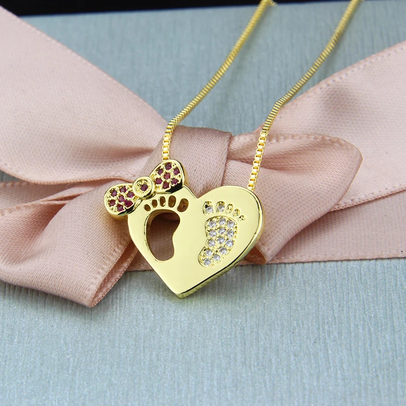 SUNSLL Moda zlata, bakrena ogrlica kubičnih cirkonij srce ogrlica za ženske /childen moda stranka, nakit, ogrlico, obesek