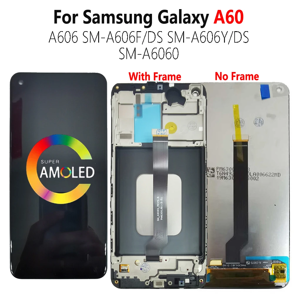 Super AMOLED Za SAMSUNG Galaxy A60 2019 A606 LCD-Zaslon SM-A606F/DS A606Y Zaslon Z Okvirjem Touch Senzor Računalnike Skupščine