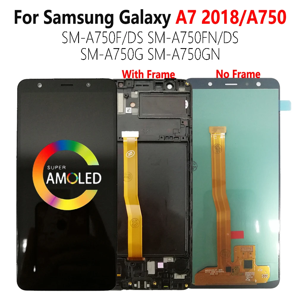 Super AMOLED Za SAMSUNG Galaxy A7 2018 A750 LCD-Zaslon SM-A750FN/DS A750F Zaslona Dotaknite Senzorja Računalnike Montaža Z Okvirjem