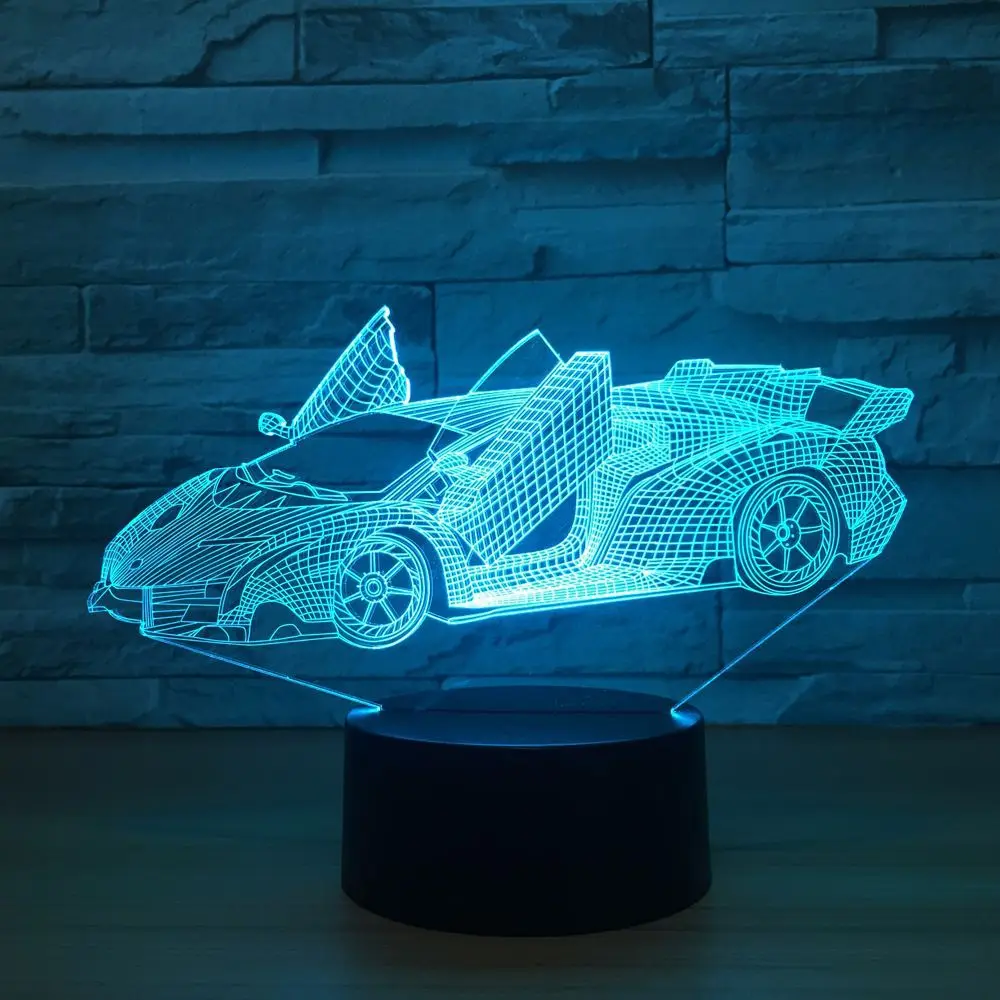 Super Avto Figur 3D Iluzije LED Nočna Pisane Luči igrače Slika Super Modela Avtomobila Igrače Novost igrače tabela Božič