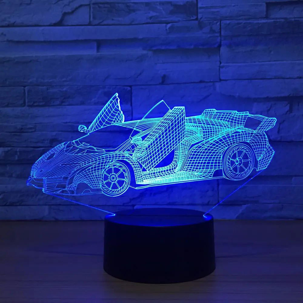 Super Avto Figur 3D Iluzije LED Nočna Pisane Luči igrače Slika Super Modela Avtomobila Igrače Novost igrače tabela Božič