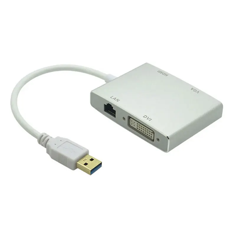 Super Hitrost USB 3.0 USB3.0 Hub, da 4K HDMI VGA DVI priključek RJ45 10/100/1000 Gigabit Ethernet Lan 4in1 Video Adapter Pretvornik-Kabel