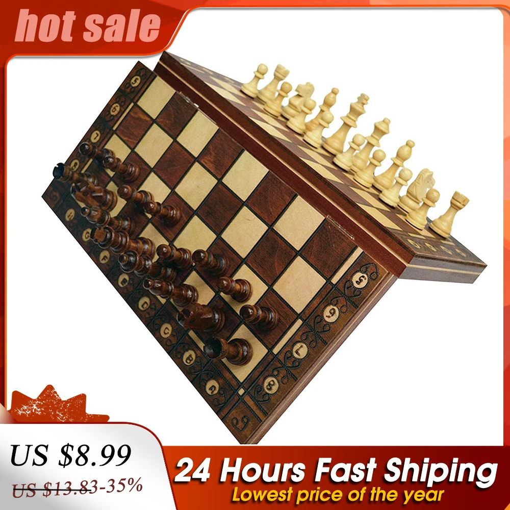 Super Magnetni Leseni Šah, Backgammon Dama 3 v 1 Šahovsko Igro, Stari Šah Potovanja Šahovska garnitura Leseni Šah Kos Šahovnici