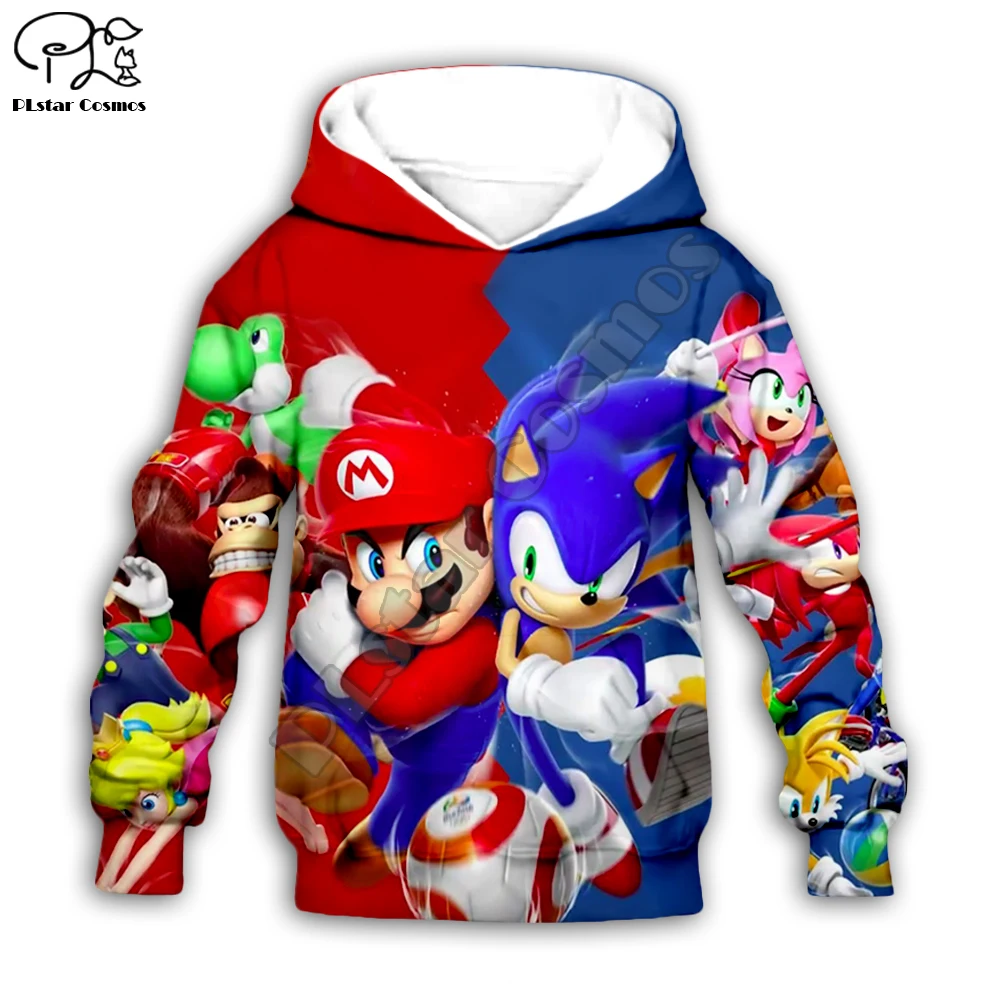 Super Sonic 3d Otroci Hoodies zadrgo plašč Dolgimi Rokavi Pulover Risanka Majica Trenirko Hooded/hlače/družinske t srajce