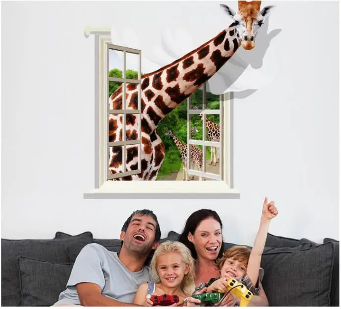 Super Velike Stenske Nalepke 3D Žirafa Stenske Slike Za Dnevni Sobi, Otroški Sobi Dekoracijo Poster Živali Ozadje Fotografij Wall Art