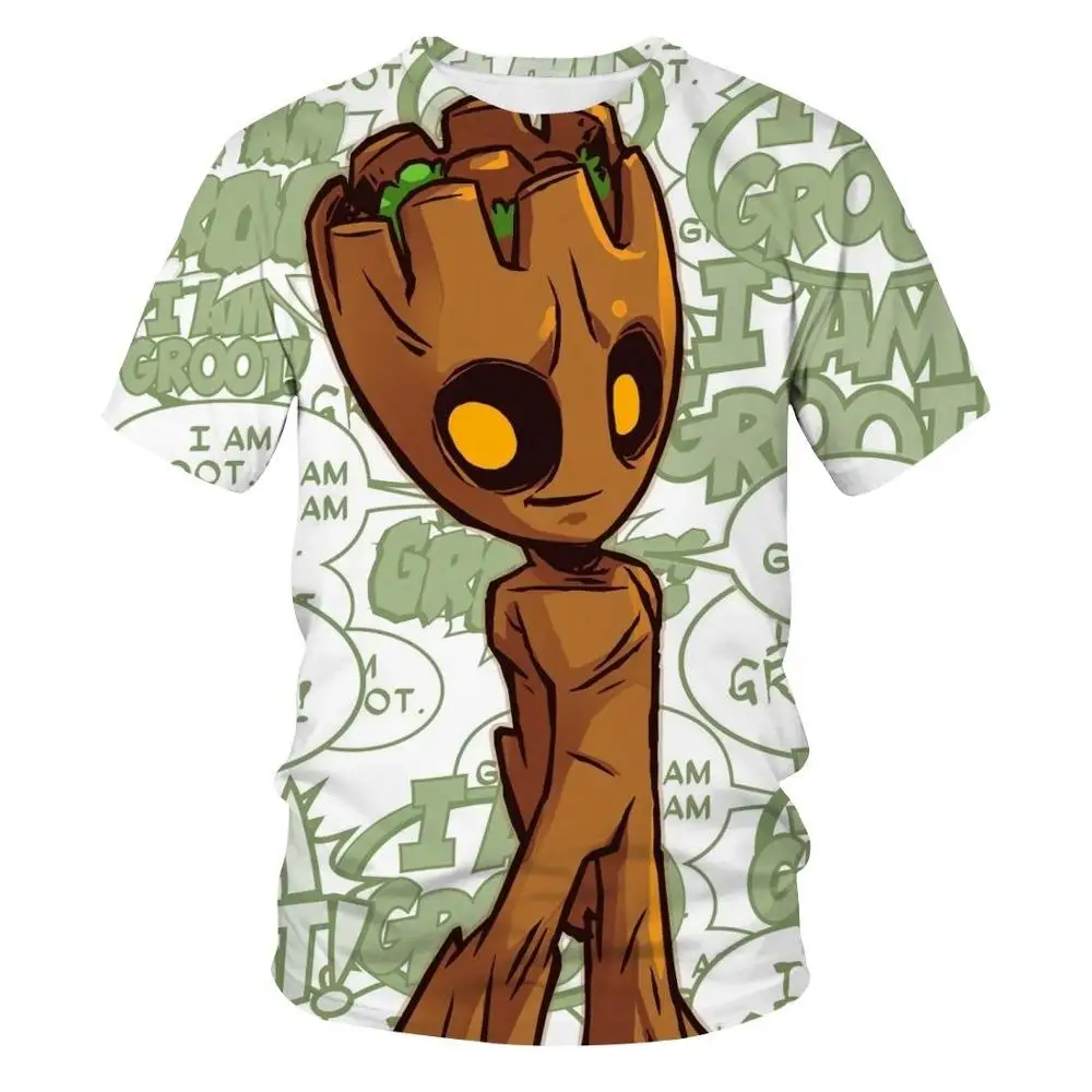 Superheroj Groot Filma Varuh rimska cesta T-shirt 2021 Poletje Nove Moške 3D Tiskanje Otrok Anime T-shirt