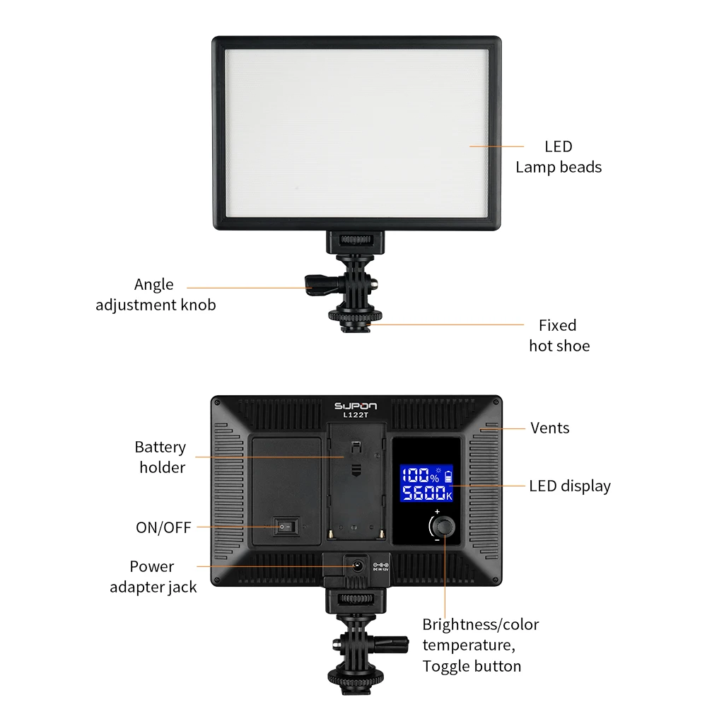SUPON L122T LED Ultra tanek LCD-Bi-Color & Zatemniti foto svetlobe Studio Video Lučka Plošča za fotografiranje razsvetljavo+Lahka stojalo